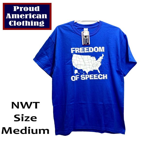 FREEDOM OF SPEECH - BLUE T-Shirt NWT Size Medium - Picture 1 of 2